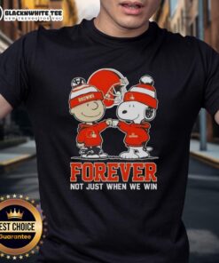 Alt Text: Premium Peanut Snoopy Charlie Brown Cleveland Browns Forever T-Shirt showcasing team spirit for true fans.