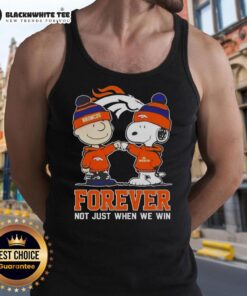 Alt Text: Premium Peanut Snoopy Charlie Brown Denver Broncos tank top, Forever Not Just When We Win, in vibrant colors.