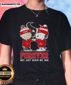 Premium Peanut Snoopy and Charlie Brown Houston Texans Forever tee for ladies, perfect for game day and casual wear.