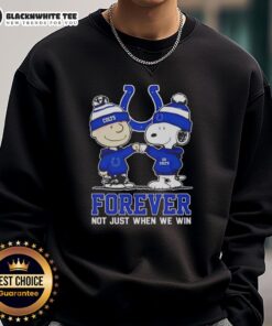 Premium Peanut Snoopy and Charlie Brown sweatshirt for Indianapolis Colts fans, celebrating loyalty beyond wins.