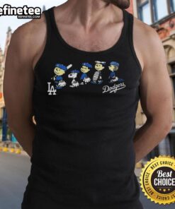 Premium Peanuts Cartoon tank top featuring the Los Angeles Dodgers baseball team for 2026, perfect for fans.