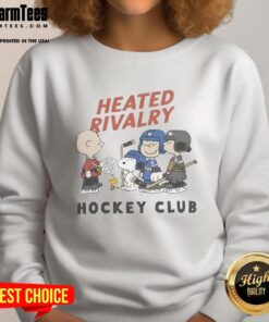 Premium Peanuts Heated Rivalry Hockey Club graphic sweatshirt featuring a vibrant design and cozy fit for fans.