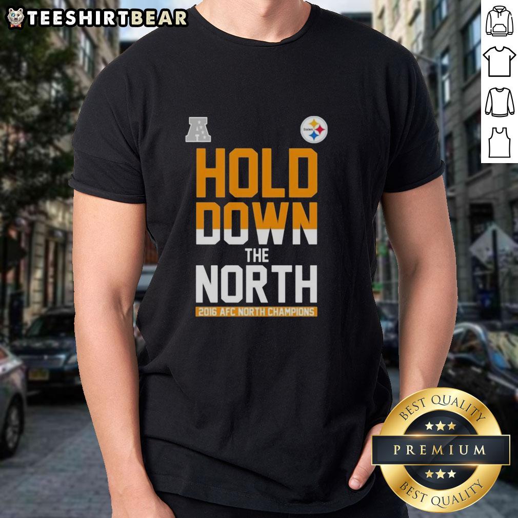 premium-pittsburgh-steelers-hold-down-the-north-afc-north-champions-2016-t-shirt Premium Pittsburgh Steelers AFC North Champions 2016 T-Shirt showcasing team pride and championship spirit.