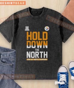 Alt Text: Premium Pittsburgh Steelers Hold Down The North AFC North Champions 2016 Washed T-Shirt featuring team colors and logo.