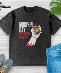 Premium Power Rangers Morphin Day American Range washed t-shirt featuring vibrant graphics and comfortable fit.