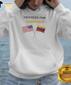 Premium Prayer for Venezuela Flag Hoodie featuring vibrant colors and a stylish design, perfect for supporters of Venezuela.