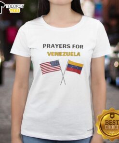 Premium Prayer for Venezuela Flag Ladies Tee featuring vibrant colors and a stylish design for proud supporters.