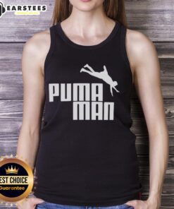 Alt Text: Premium Puma Man logo parody tank top, featuring a creative twist on the iconic sports brand design.