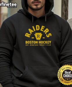 Alt Text: Premium Raiders Boston Hockey Est 1924 Rozanov 81 Hoodie featuring team colors and logo, perfect for fans.
