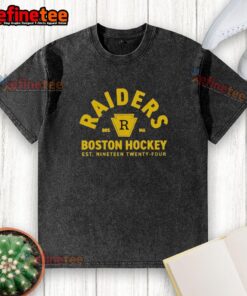 Alt Text: Premium Raiders Boston Hockey Est 1924 Rozanov 81 Washed T-Shirt featuring a vintage design perfect for fans.