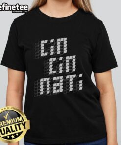 Premium Retro Cincinnati Sign Stacked Ladies Tee featuring vintage design and stylish fit for casual wear.