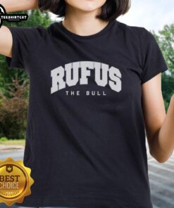 Alt Text: Premium Rufus the Bull Classic Ladies Tee featuring a stylish design perfect for casual wear and animal lovers.