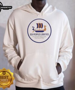 Alt Text: Premium Sea Peoples Logistics hoodie logo showcasing disruption of global supply chains since 1177 BC.