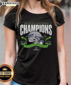 Premium Seattle Seahawks 2025-2026 NFC Championship Ladies Tee showcasing team pride and championship spirit.