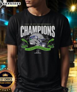 Premium Seattle Seahawks 2025-2026 NFC Championship Champions T-Shirt featuring team colors and logo design.