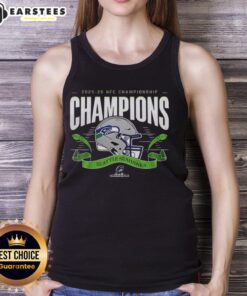 Alt Text: Premium Seattle Seahawks 2025-2026 NFC Championship Champions tank top featuring team colors and logo design.