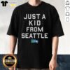 Alt Text: Premium Seattle Seahawks Just A Kid From Seattle T-Shirt featuring vibrant team colors and logo, perfect for fans.