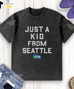 Premium Seattle Seahawks Just A Kid From Seattle Wash T-Shirt featuring vibrant team colors and a comfortable fit.