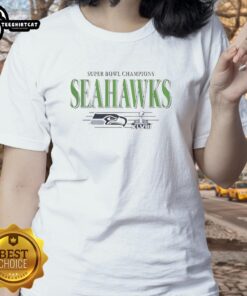 Premium Seattle Seahawks Super Bowl Champions XLVIII Trophy vintage ladies tee showcasing team pride and style.