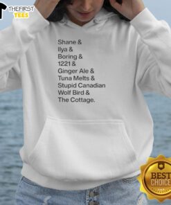Premium Shane Ilya Boring Ginger Ale Tunal Melts hoodie featuring a Canadian wolf bird design at The Cottage.