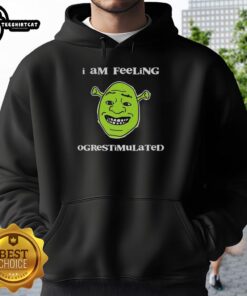 Premium Shrek I Am Feeling Ogrestimulated Hoodie in vibrant green, featuring iconic Shrek graphics and cozy design.
