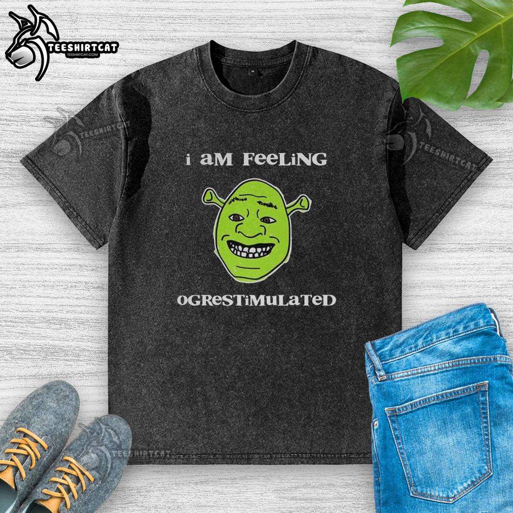 premium-shrek-i-am-feeling-ogrestimulated-washed-t-shirt Premium Shrek 'I Am Feeling Ogrestimulated' washed t-shirt showcasing vibrant graphics and a comfortable fit.