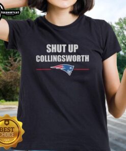 Premium Shut Up Collinsworth New England Patriots ladies tee featuring a stylish design for female fans.