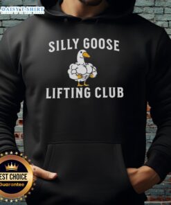 Premium Silly Goose Lifting Club Muscle Hoodie in black, showcasing a stylish design perfect for gym enthusiasts.