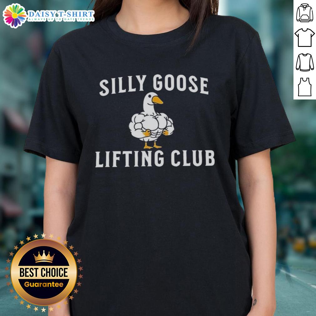 Premium Silly Goose Lifting Club Muscle Ladies Tee Alt Text: Premium Silly Goose Lifting Club muscle ladies tee, showcasing a stylish design for fitness enthusiasts and gym lovers.