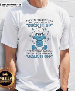 Alt Text: Premium Smurf When I'm Feeling Down T-Shirt with humorous design, perfect for expressing frustration in style.