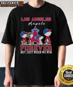 Alt Text: Premium Snoopy and Charlie Brown Los Angeles Angels Baseball T-shirt, celebrating fandom beyond just winning.