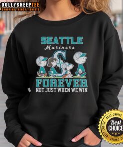 Premium Snoopy and Charlie Brown Seattle Mariners Baseball sweatshirt, perfect for fans who support the team always.