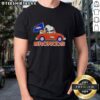 Premium Snoopy and Woodstock driving in a Denver Broncos football T-shirt, perfect for fans and collectors.