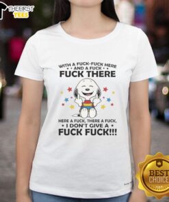 Premium Snoopy middle finger ladies tee with humorous 'F*ck' design, perfect for casual and quirky fashion.
