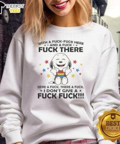Premium Snoopy Middle Finger sweatshirt featuring playful 'Fck' graphics for a fun and edgy look.