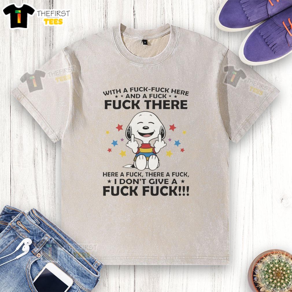 premium-snoopy-middle-finger-with-a-fck-fck-here-and-a-fck-fck-there-here-a-fck-there-a-fck-washed-t-shirt Premium Snoopy middle finger graphic t-shirt with playful 'Fck' design, perfect for casual, edgy fashion lovers.
