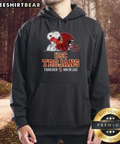 Premium Snoopy X USC Trojans football hoodie featuring a helmet design, perfect for fans to wear win or lose.