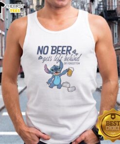 Premium stitch tank top with 'No Beer Gets Left Behind or Forgotten' slogan, perfect for casual outings and beer lovers.