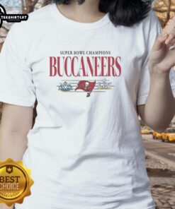 Premium Tampa Bay Buccaneers NFL Super Bowl Champions vintage logo ladies tee, perfect for fans and collectors.
