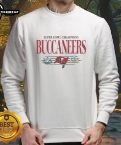 Alt Text: Premium Tampa Bay Buccaneers NFL Super Bowl Champions vintage logo sweatshirt showcasing team spirit and pride.