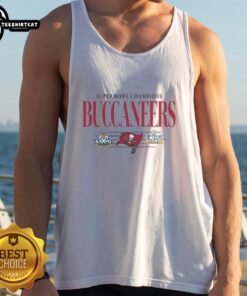 Alt Text: Vintage Tampa Bay Buccaneers Super Bowl Champions tank top featuring the team's championship logo design.