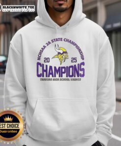 Premium Tarboro High School Vikings 2025 NCHSAA 2A State Championship hoodie featuring team colors and logo.