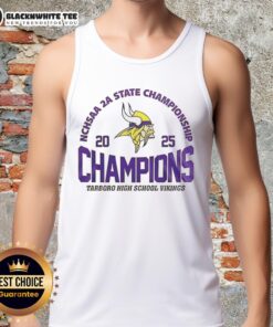 Alt Text: Premium Tarboro High School Vikings 2025 NCHSAA 2A State Championship tank top featuring team colors and logo.