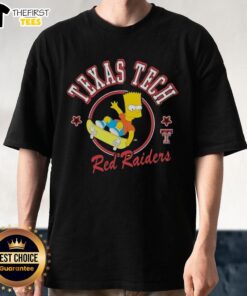 Alt Text: Premium Texas Tech Red Raiders Football Bart Tricks Skateboard T-Shirt featuring a vibrant design for fans.