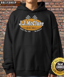 Premium The Cannonball Run J.J. McClure Racing Land Sea Air We Deliver hoodie featuring bold graphics and a comfortable fit.