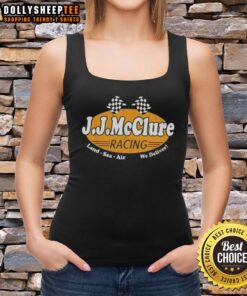 Alt Text: Premium Cannonball Run J.J. McClure Racing Land Sea Air tank top featuring bold graphics and comfortable fit.