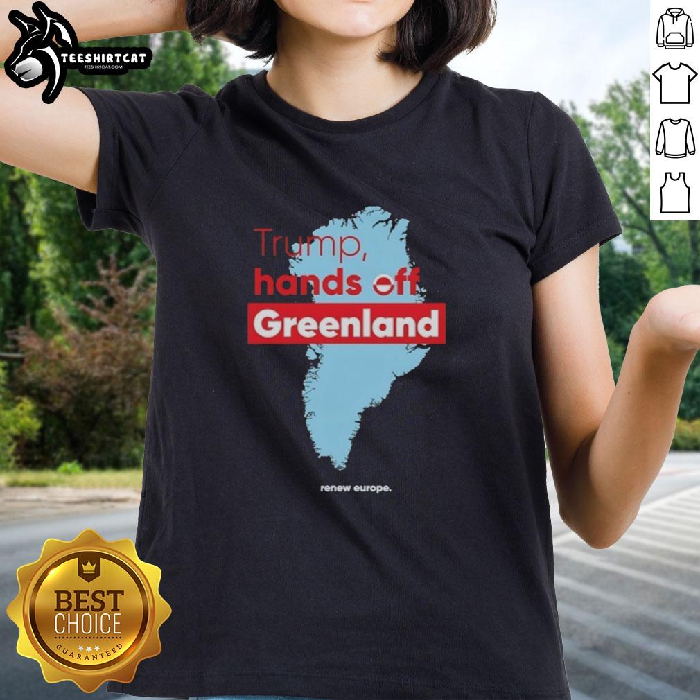 premium-trump-hands-off-greenland-state-ladies-tee Premium Trump Hands Off Greenland State Ladies Tee featuring a bold graphic print for stylish political fashion.