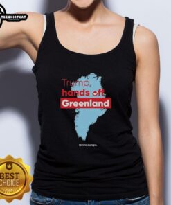 Alt Text: Premium Trump Hands Off Greenland State Tank Top featuring bold graphics, perfect for casual wear and political statement.