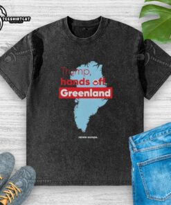 Premium Trump Hands Off Greenland State Washed T-Shirt featuring a stylish design for casual wear enthusiasts.