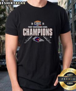 Premium Utsa Roadrunners Football 2025 First Responder Bowl Champions T-Shirt featuring team logo and celebratory design.